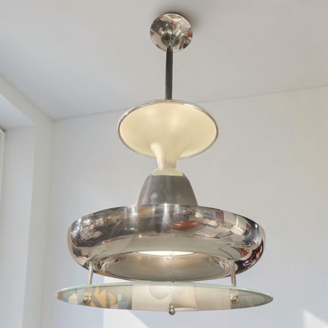 Modernist Art Deco Chandelier, Belgium, Circa 1930-photo-3